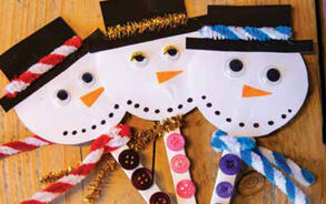 Winter - Sneeuwpop op een stokje