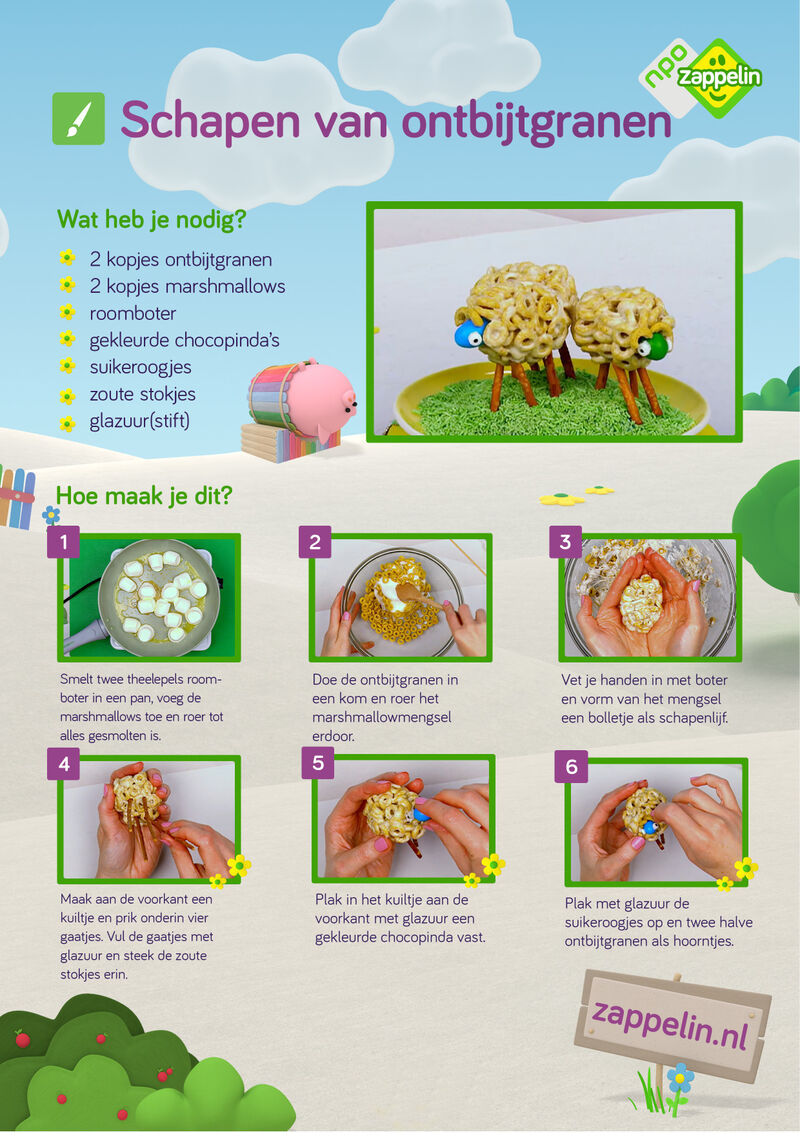 Zin in Zappelin - Schapen van ontbijtgranen