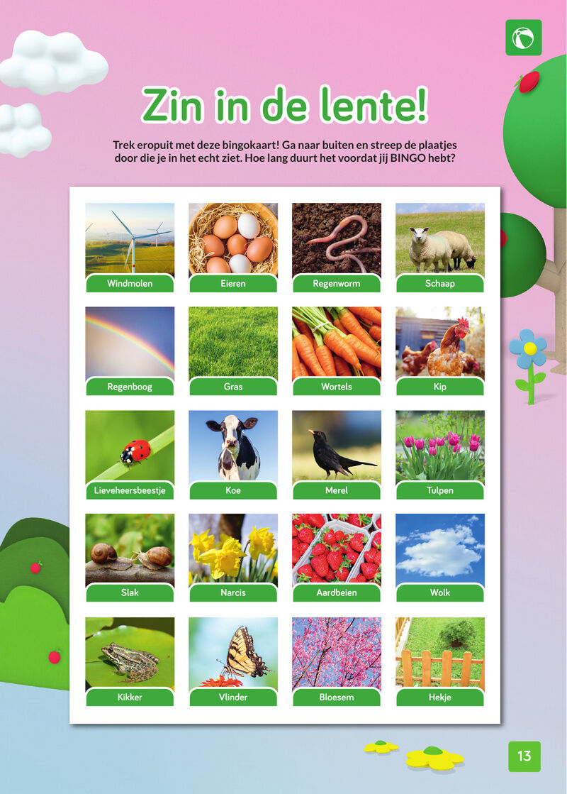 Zin in Zappelin - Lente Bingokaart